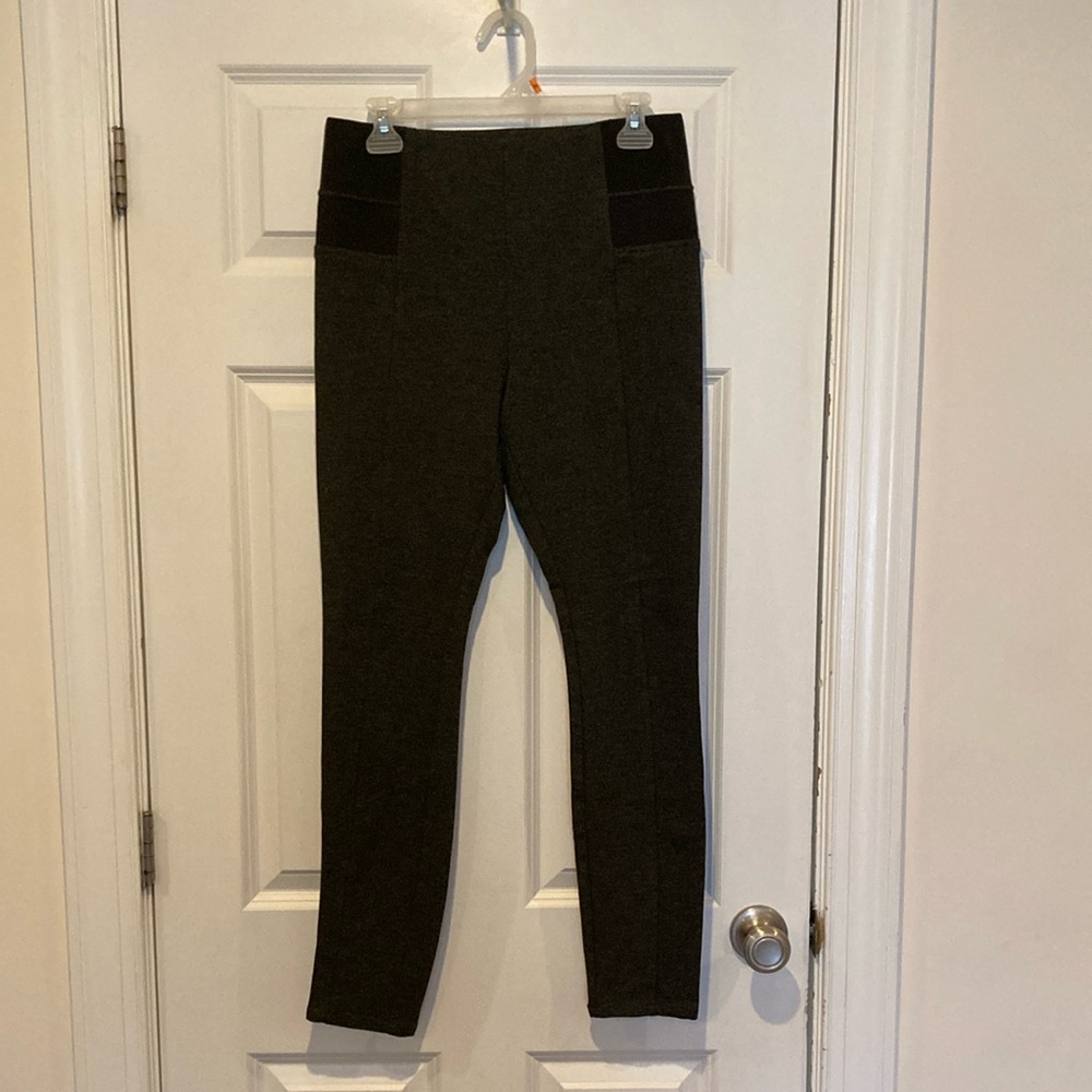 Dark Gray Dress Leggings with Elastic side Accents